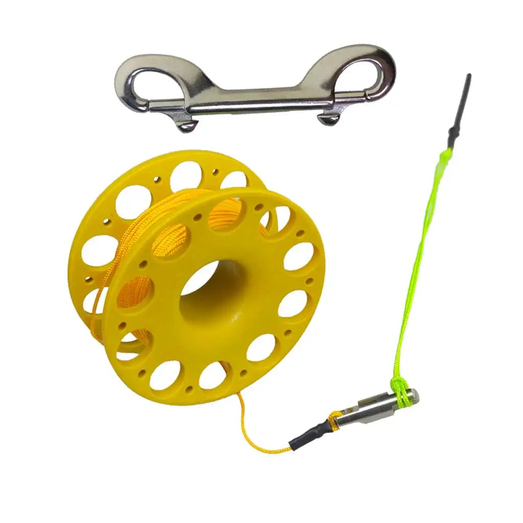Scuba Diving Reel 30Meters Finger Reel with Dive Double-Ended Bolt Snap Clip Scuba Dive Finger Spool Reel for Snorkeling Diving Oasis Select Yellow