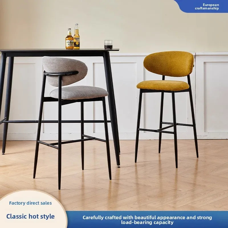 Multi-functional Nordic high stool home backrest bar chair front desk chair simple bar chair kitchen island chair Durable Oasis Select