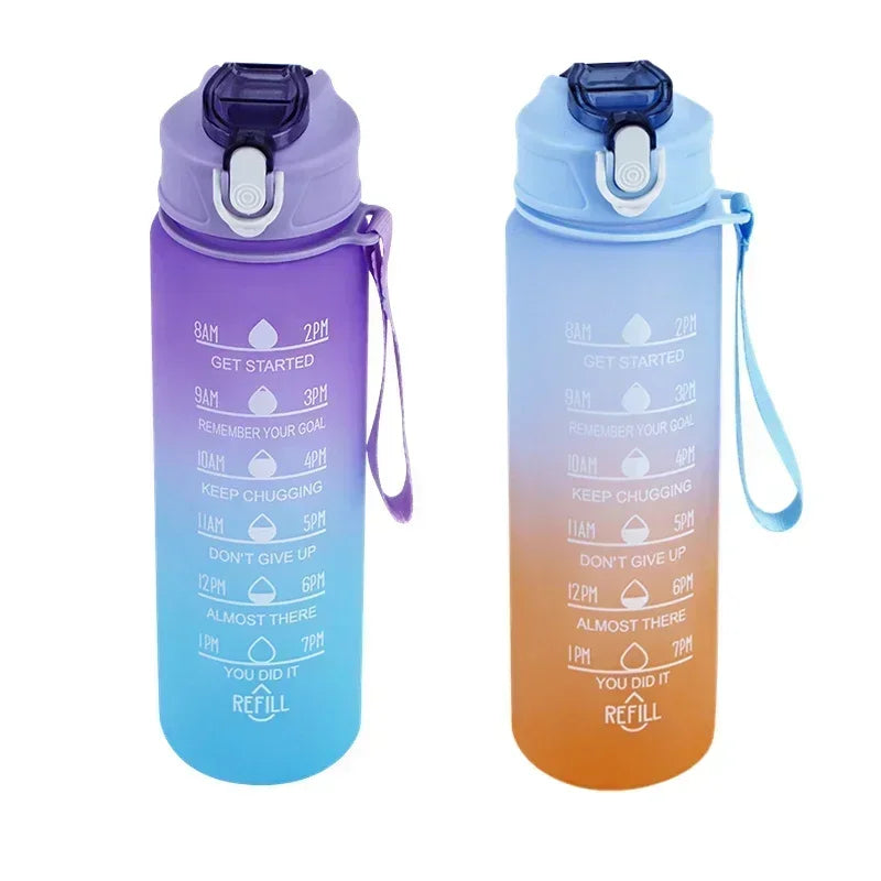 900ml Sports Water Bottle High Temperature Resistant Graduated Straw Cup Rainbow Frosted Progressive Color Water Cup Plastic Cup Oasis Select PurpleBlue-2Pcs 900ml