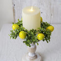 Candle Holder Artificial Table Centerpiece Decor Artificial Lemon Wreath Vivid Pillar Candle Holder For Festival Arrangement Oasis Select Yellow Green