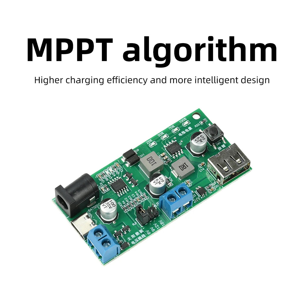 Mini MPPT Solar Charging Control Module DC5-18V 2.5A Type-C DC Terminal 3 Input Ports 5V2.1A USB Discharge For 3.7V 18650 Oasis Select