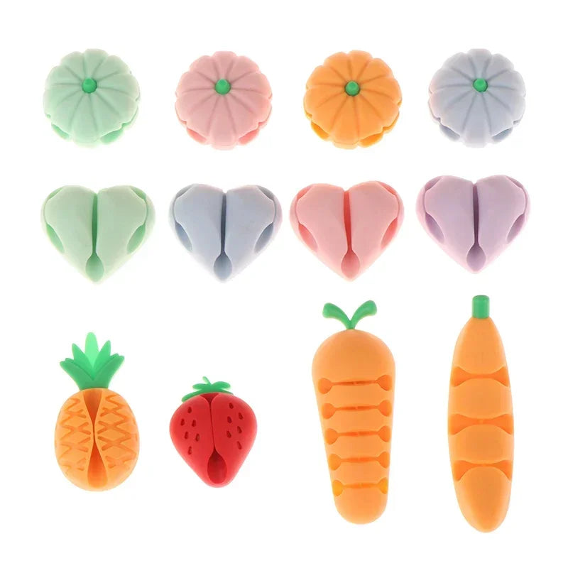 2/4Pcs Cute Love Pineapple Cable Winder Cable Organizer Adhesive Cord Holder Multipurpose Wire Management Clips For Desk Wall Oasis Select