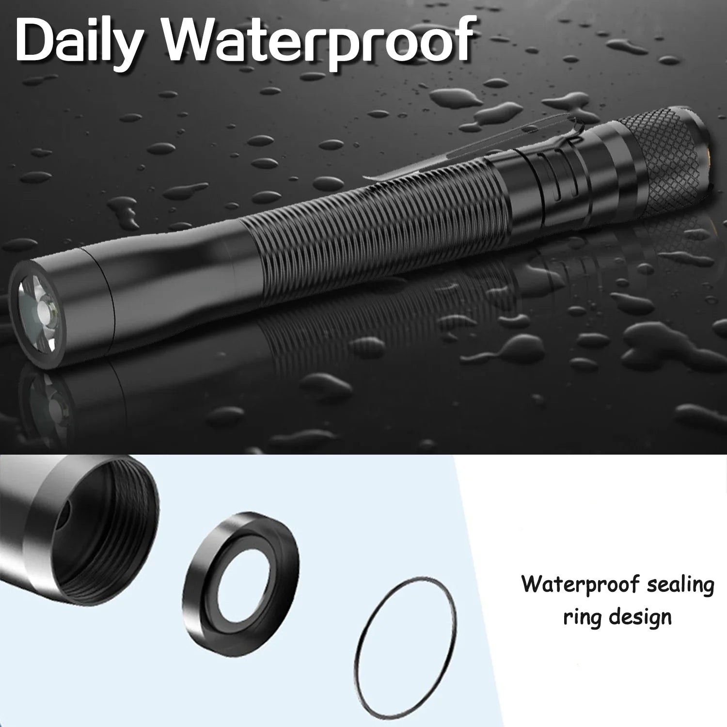 POCKETMAN Mini LED Flashlight | Waterproof, Pen Clip, 600LM
