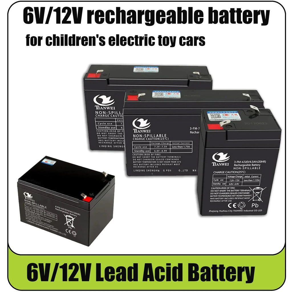 6V 12V Rechargeable Battery For Children's Electric Vehicles Toy Cars Motorcycles Baby Strollers Battery 5Ah 7Ah 8Ah 12Ah Oasis Select