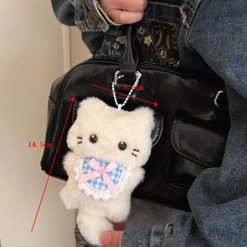 Bib Plush Cat Bag Charm Cute Squeaky Pendant for Women Girls Kids Travel Daily Accessory Holiday Gift Oasis Select