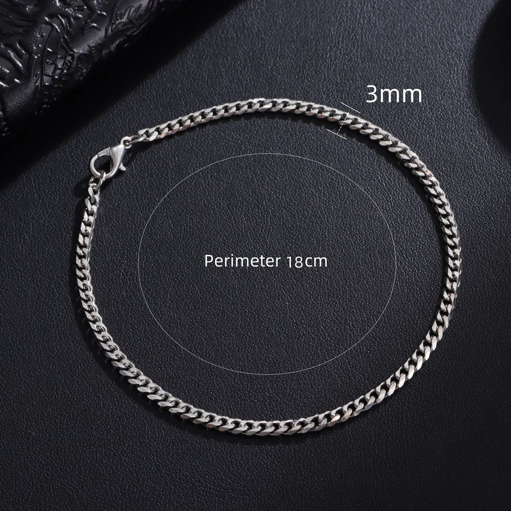 New Trendy Cuban Chain Men Bracelet Classic Stainless Steel 3/5/7/9mm Width Chain Bracelet For Men Women Jewelry Gift Oasis Select 3mm