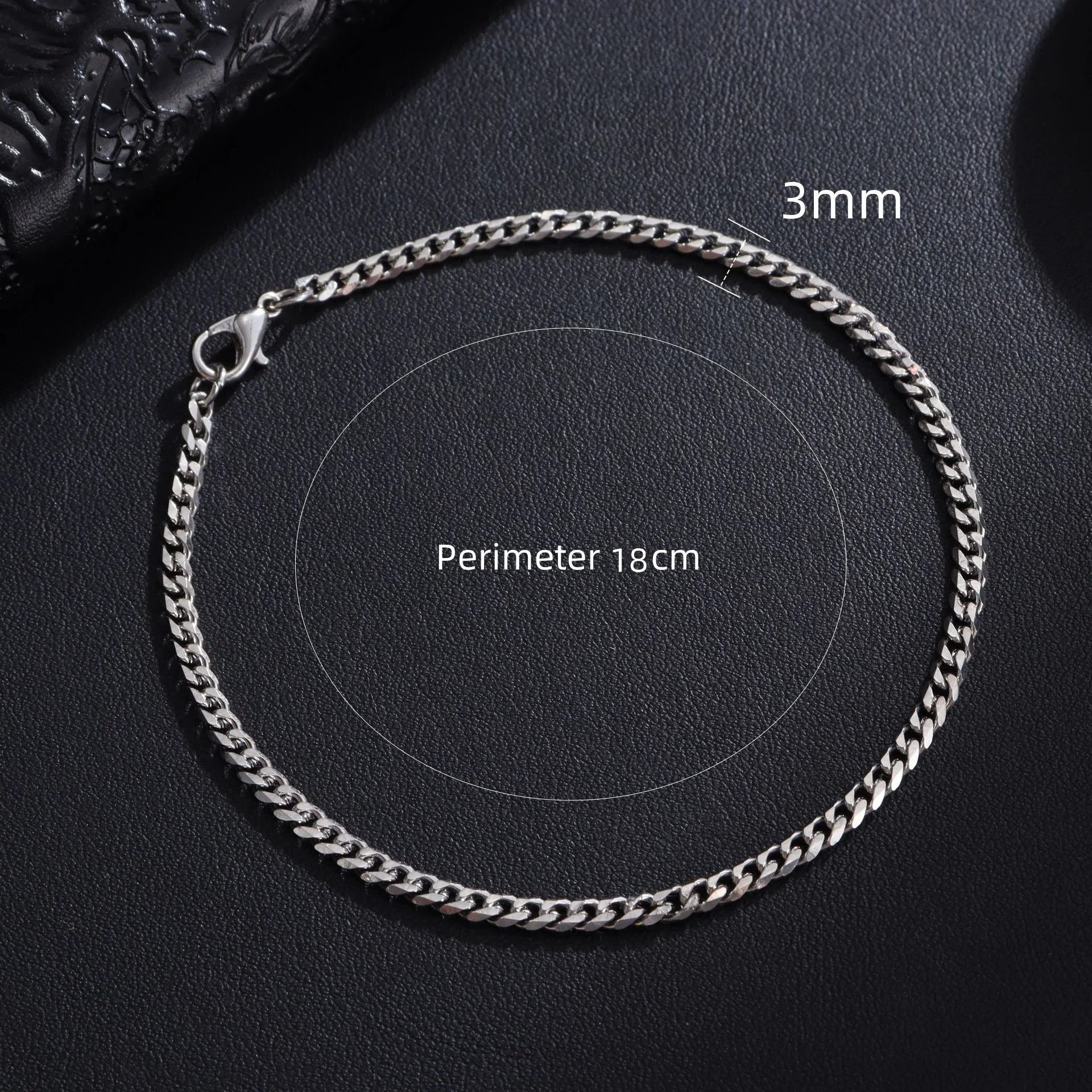 New Trendy Cuban Chain Men Bracelet Classic Stainless Steel 3/5/7/9mm Width Chain Bracelet For Men Women Jewelry Gift Oasis Select 3mm