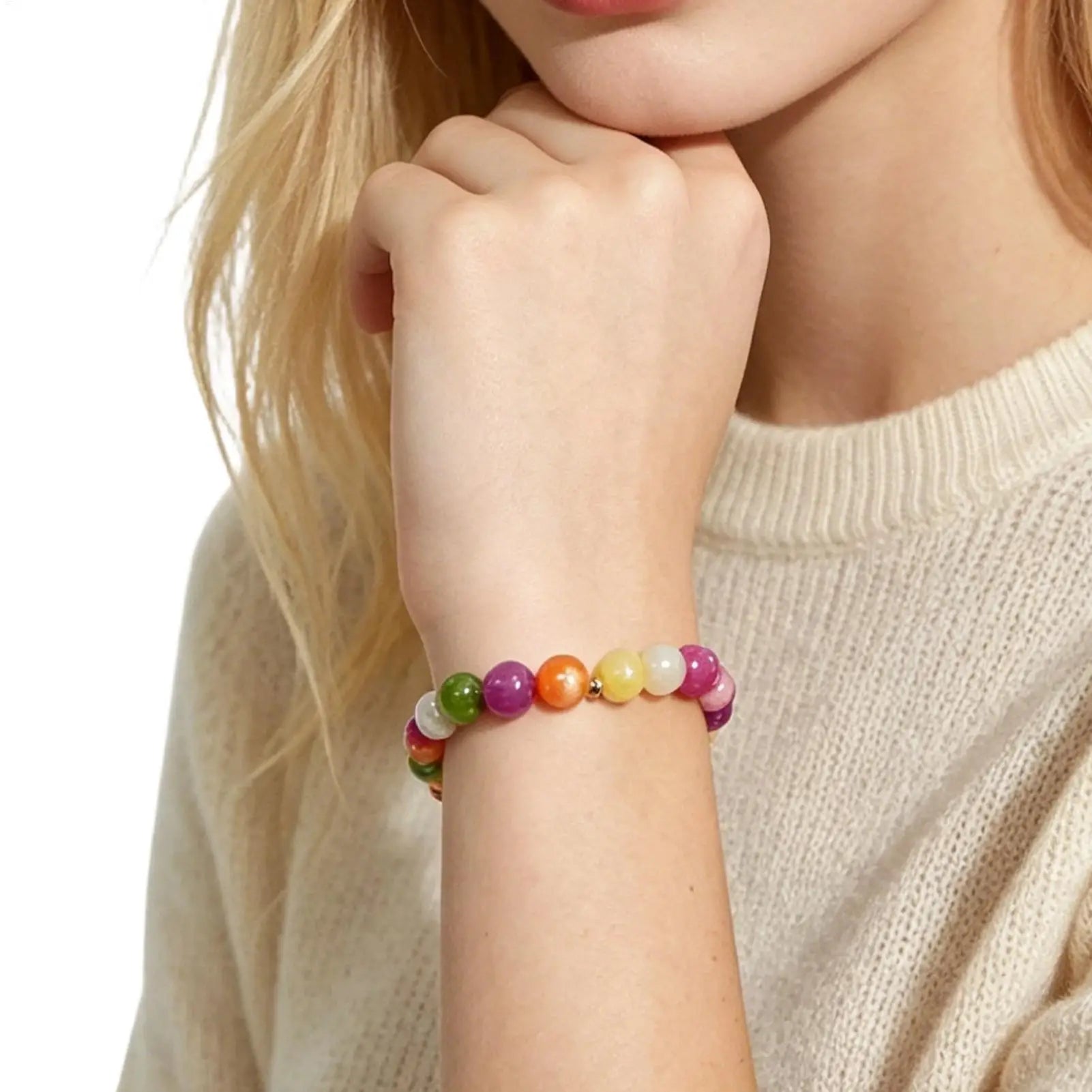 Rainbow Beaded Choker UV Reactive Stackable Necklace Bracelet Jewelry Color Shifting Beads Bracelet Necklace Neck Jewelry Oasis Select