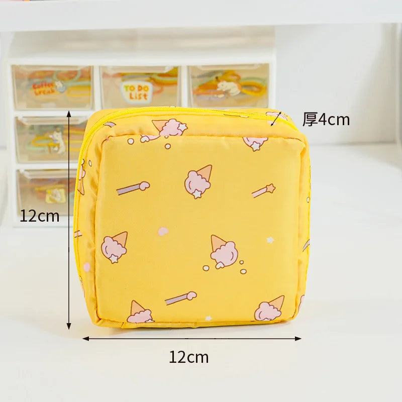 Women Sanitary Napkin Tampon Storage Bag Portable Waterproof Organizer Pouch Cartoon Pattern Sanitary Napkin Bag Oasis Select