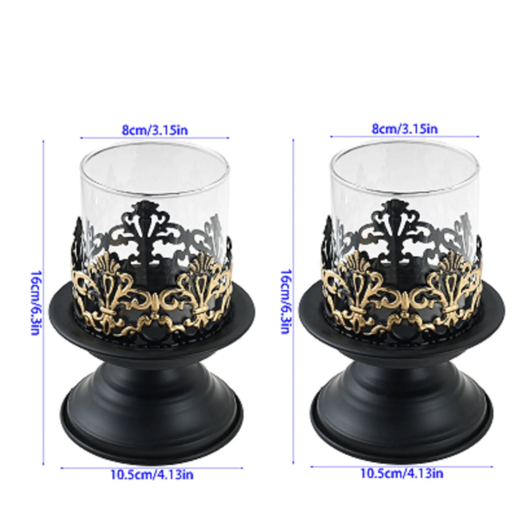 2pcs/set Black Pillar Iron Candle Holders Fits for Christmas Table Decoration As Centerpieces in Living Room,dining Room,mantle Oasis Select SS Size