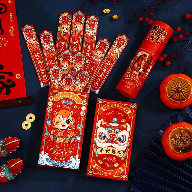 2026 Year Of The Horse Red Envelopes Chinese New Year Red Envelope Lucky Red Pockets Fun Creative Draw Lots Red Envelopes Oasis Select