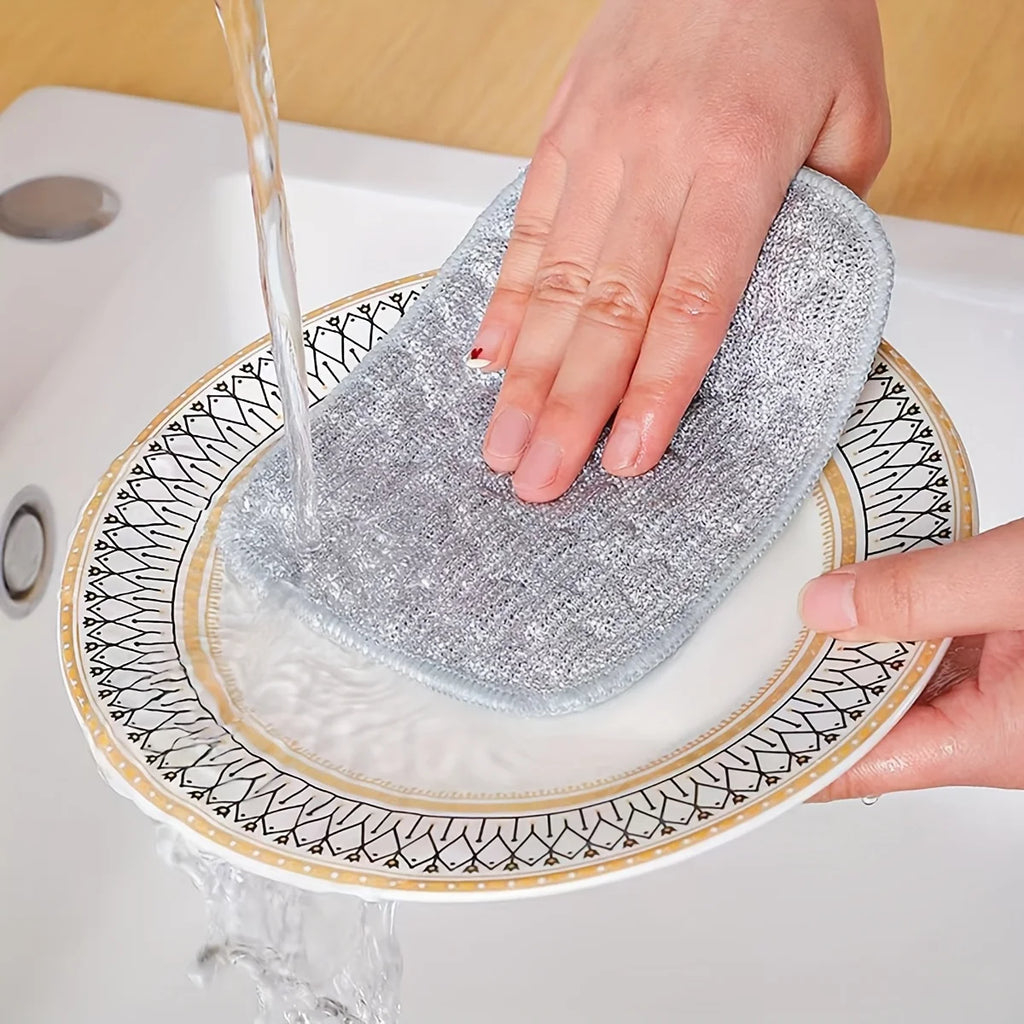 Microfiber Double-Side Dishcloth – Reusable Non-Stick Washcloth