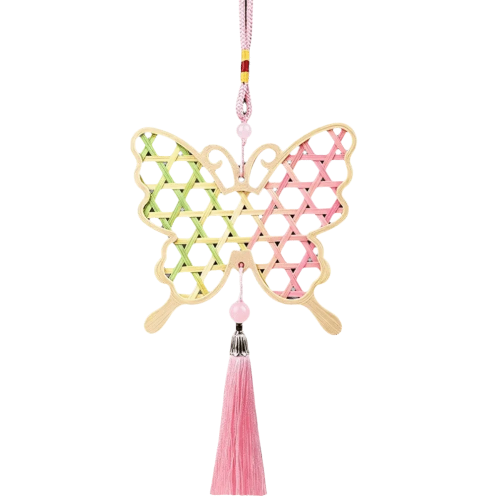 Handmade Bamboo Pendant Material Kit Cat Butterfly Zongzi Dragon Boat Festival DIY Kit Handicraft Tassel Hanging Ornaments Oasis Select Butterfly