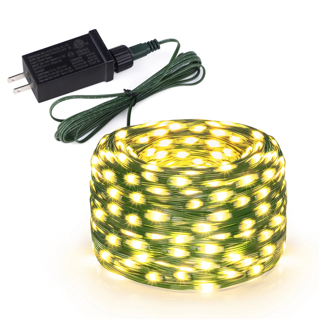 10M-100M Green Wire Outdoor LED String Lights Waterproof 100LED-800LED Fairy Garland Holiday Party Christmas Tree Wedding Decor Oasis Select Warm White US Plug 100M 800LED