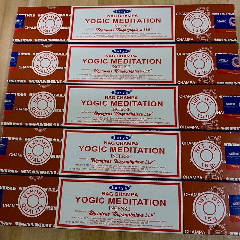 5BOX NAG Champa Incienso Satya Incense Collection Satya Handmade Sticks with Flavors Refreshing Medicinal Aromas Home Fragrances Oasis Select YOGIC MEDITATION 5 small box