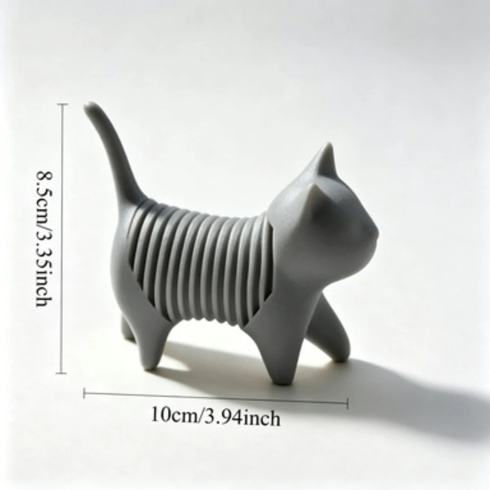 3D Printed Spring Cat Figurine Flexible Wobble Kitty Statue Cute Fidget Cat Desktop Decor Novelty Stress Relief Collectible Gift Oasis Select stand 2