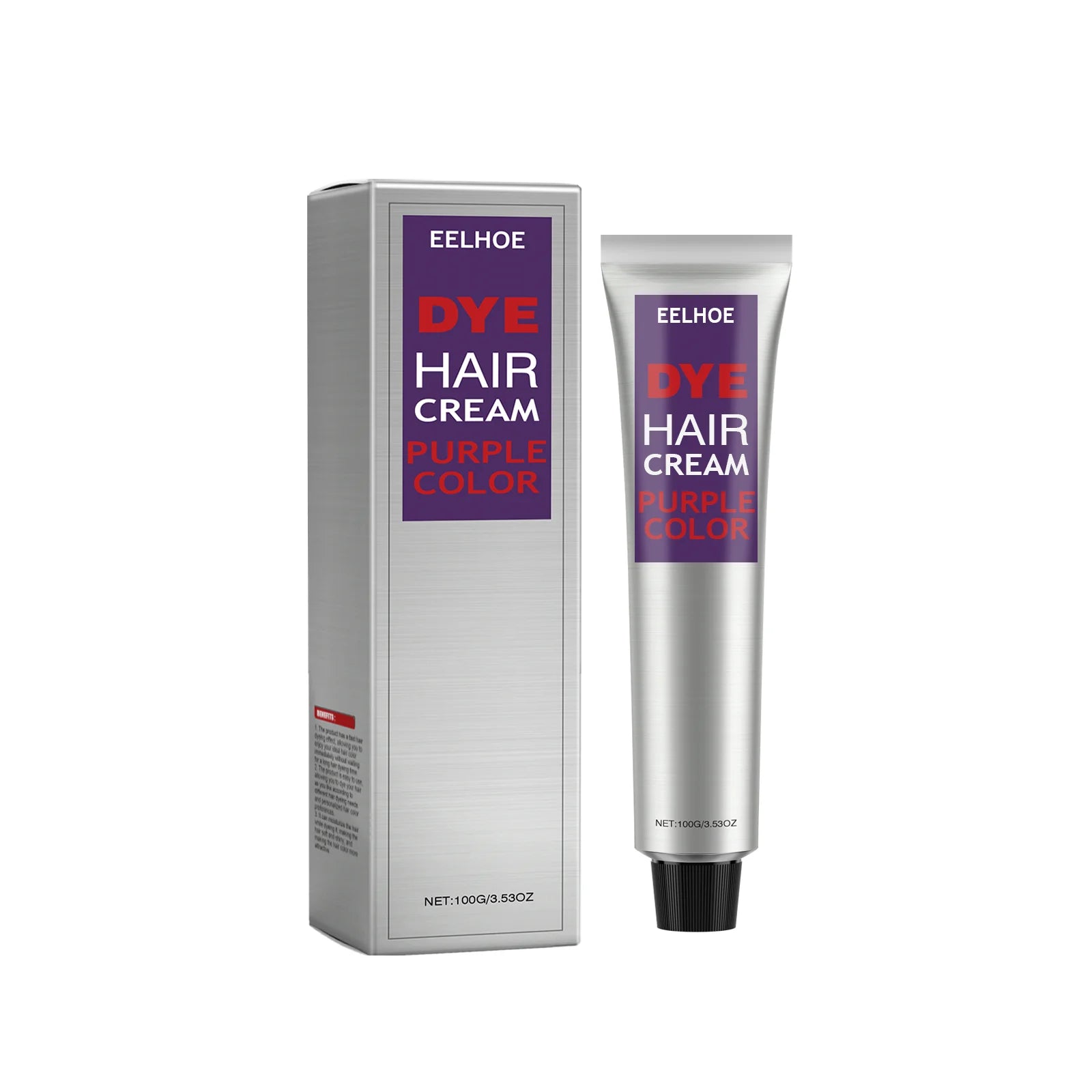 EELHOE Hair Dye Cream Smooth Silky Long Lasting Vibrant Color Nourishing Fashion Gentle Formula Protect Hair Coloring Cream 100g Oasis Select Purple