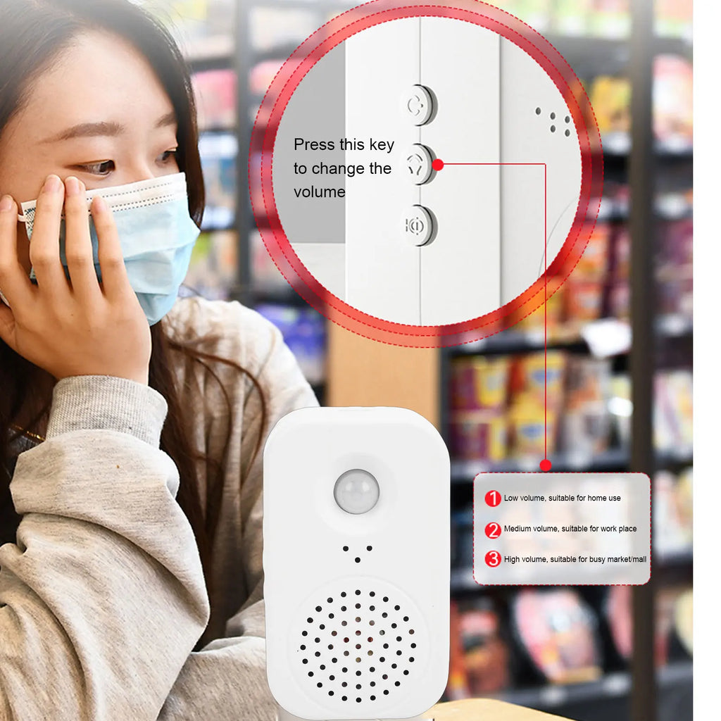 PIR Motion Sensor Activated Voice Reminder Small Doorbell Special Sound Effect for Shop Store Supermarket Oasis Select