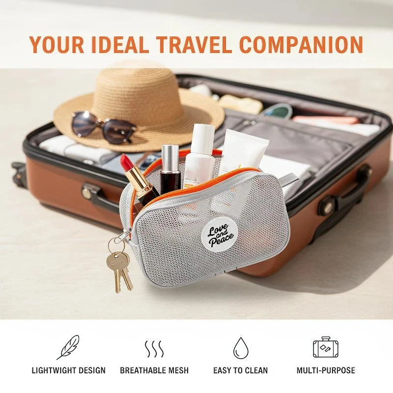 Portable Mesh Cosmetic Bag – Breathable Travel Makeup Pouch Mesh Cosmetic Bag Oasis Select