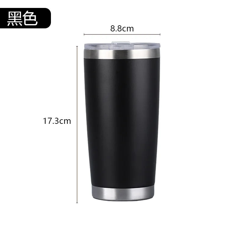 20oz 304 Stainless Steel Insulated Thermos Cups, Double-Wall Vacuum Insulation, Coffee/Beer/Party Cups with Spill-Proof Lid Oasis Select Black 20oz