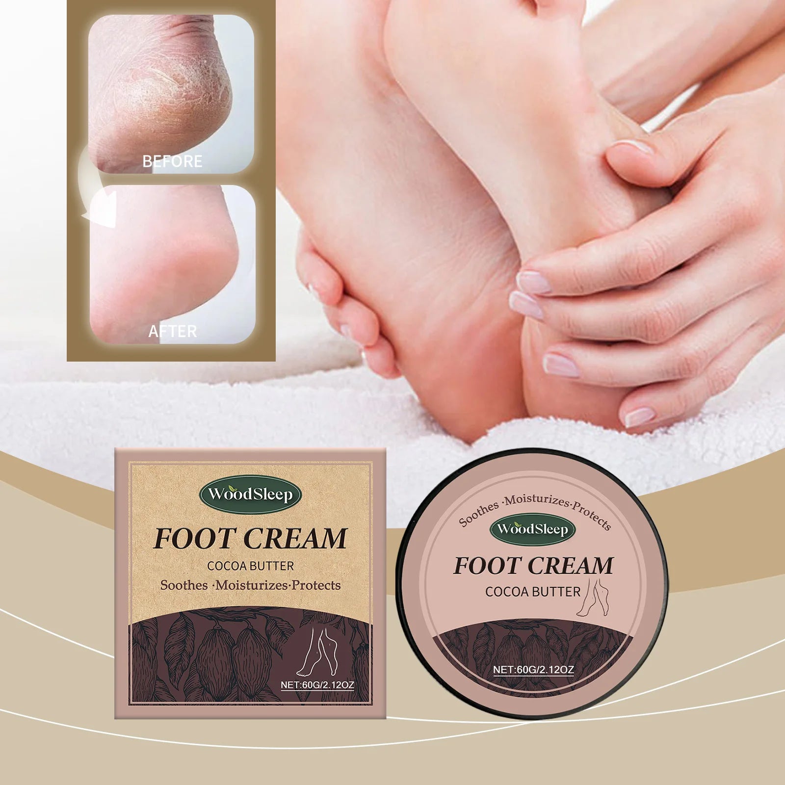 WOODSLEEP Exfoliating Foot Cream – Intensive Moisturiser 60g