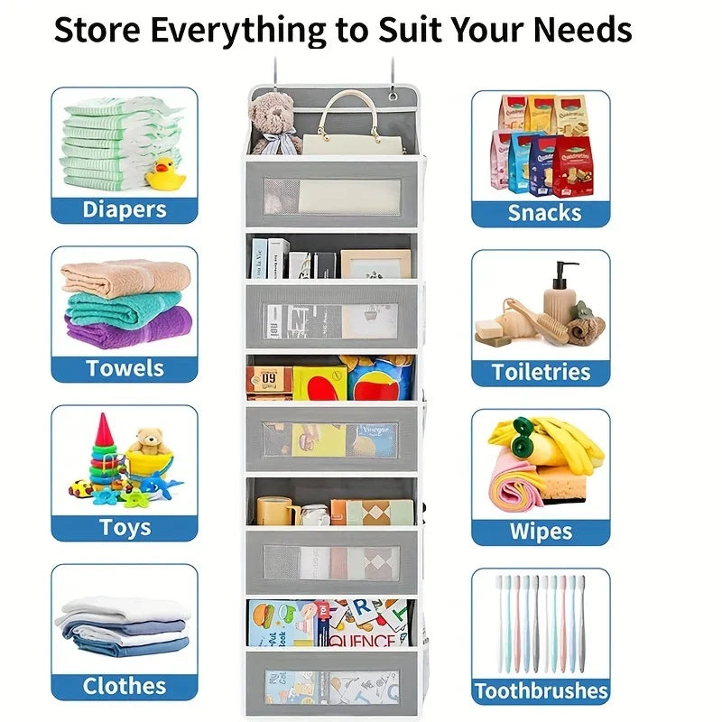 5-Shelf Hanging Storage Organizer - Behind Door, Anti-Tilt, 5 Large Capacity Pockets, Suitable for Bedroom, Bathroom Oasis Select
