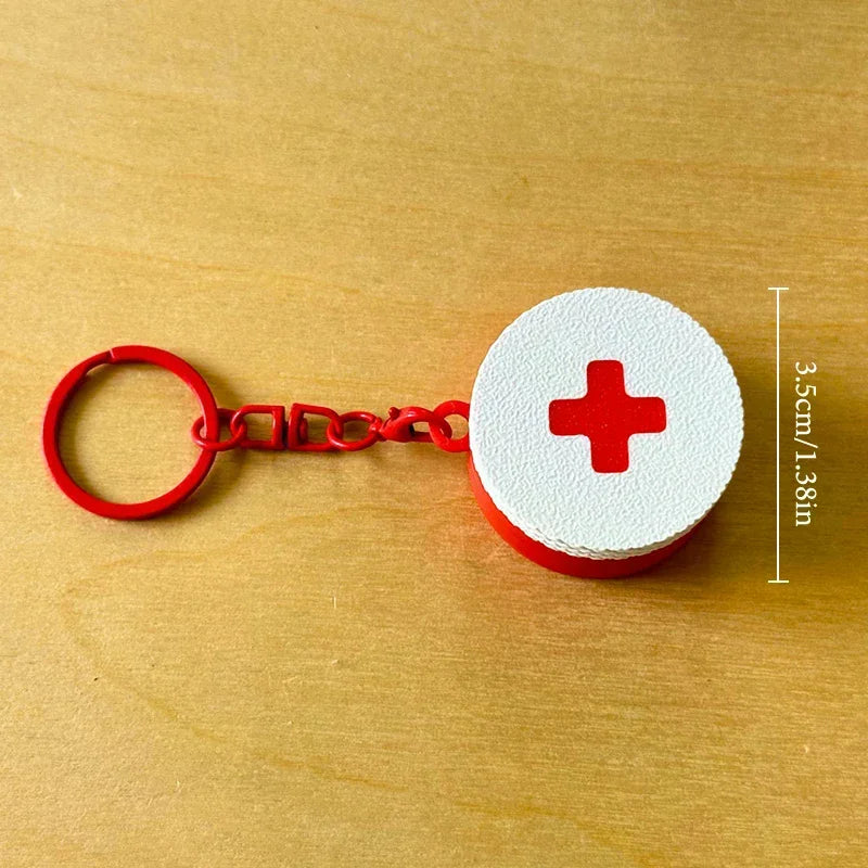 Mini Sliding Pill Box With Keychain Capsule Cross Symbols Portable Plastic Medicine Case Pill Holder Daily Use Emergencies Oasis Select