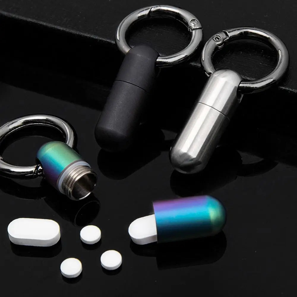 Sealed Design Pure Titanium Pill Box Keyring Attachment Ultra-light Weight Portable Pill Organizer Waterproof Anti-Rust Oasis Select