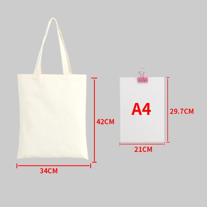 Reusable Foldable Shoulder Handbag Eco-Friendly Women Ladies Large Cotton Fabric Canvas Tote Bag For Market Shopping Bags Blank Oasis Select Beige-34x42cm