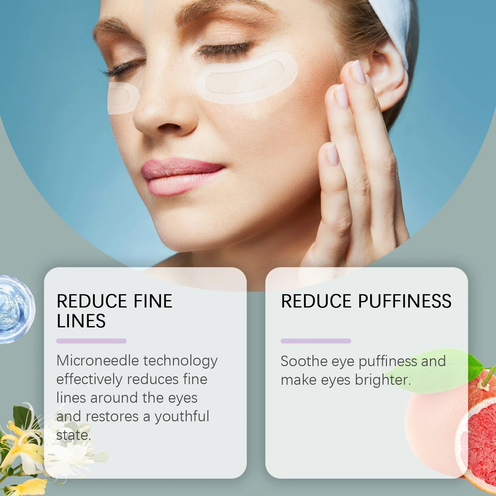 0.25mm Hyaluronic Acid Dissolving Microneedle Eye Patches Hydrogel Eye Mask for Wrinkles Dark Circles Puffiness Anti-Aging Oasis Select