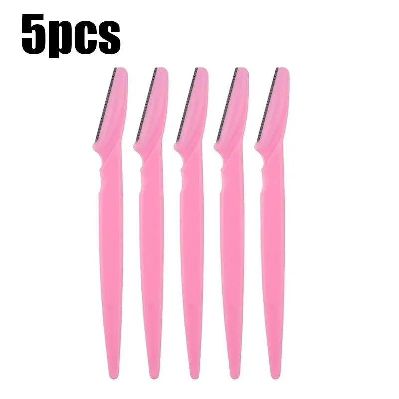 5/10Pcs Eyebrow Trimmer Makeup Tools Safe Eye Brow Razor Face Body Hair Removal Shaver Blades Woman Eyebrows Shaping Knife Oasis Select 5pcs Pink