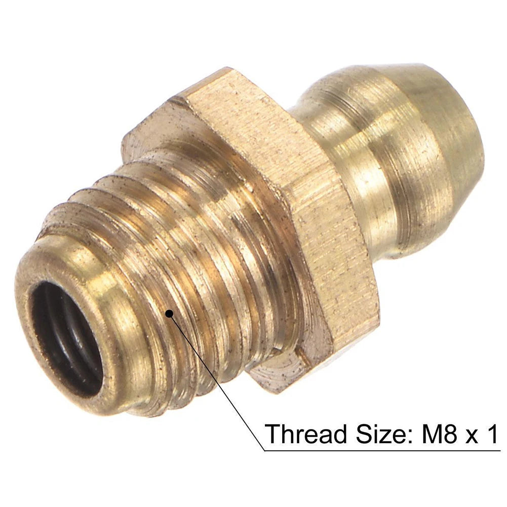 5Pcs Brass Straight Hydraulic Grease Fitting Accessories M8X1mm Thread Grease Fitting Nipple ﻿Car Filling Tools Oasis Select