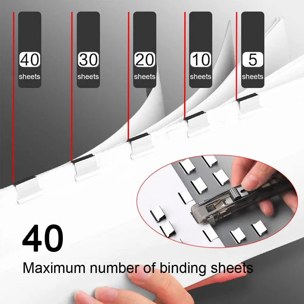 Push Stapler, Binder Clips Paper Clamps Desktop Stapler with 50pcs Stainless Steel Refill Clips for Office School Supplies Oasis Select