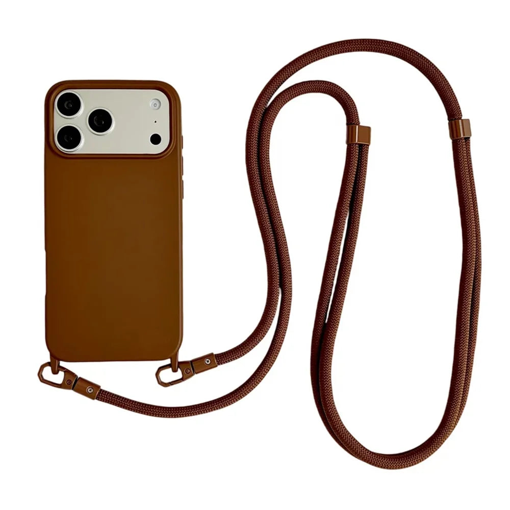 Solid Color Phone Case With Hanging Rope Can Be Slung Diagonally For Iphone 17Promax 17Air 16 Promax 15 14 13 17 Pro Shockproof Oasis Select BW iPhone 14 Pro Max