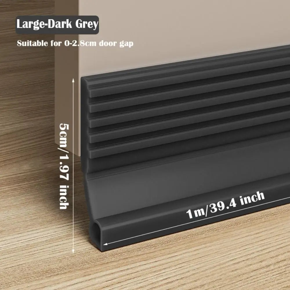 Soundproof Door Bottom Sealing Strip Self-adhesive Insect Prevention Door Draft Stopper PVC 100cm Weather Stripping Bedroom Oasis Select Large-Dark Grey