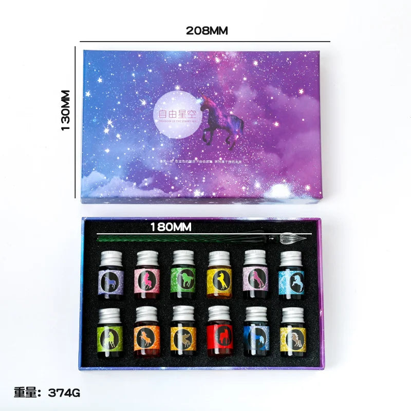 Free Starry Sky Pen Glass Pen Gradient Color Gift Set Dip Pen Business Gift Pen Student Crystal Pen Oasis Select 17