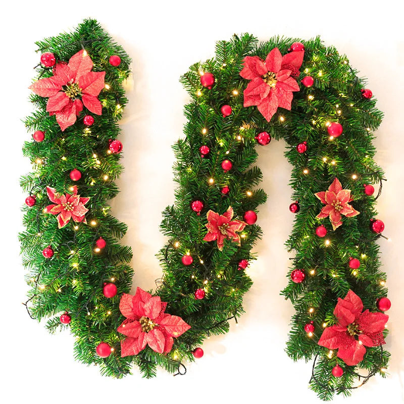 2.7-meter Encrypted Christmas Rattan Door Decorative Hanging Piece Christmas Decoration Christmas Decorations for Home Oasis Select 2.7 meters red