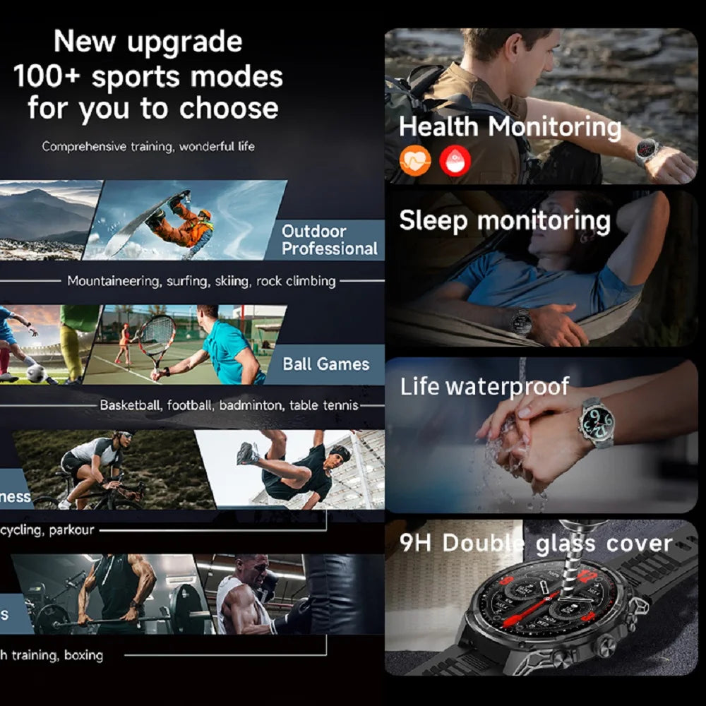 Waterproof Outdoors Smartwatch Flashlight Women Music Sports Blue Tooth Call 710mAh Heart Rate Health Monitor Smart Watches Men Oasis Select