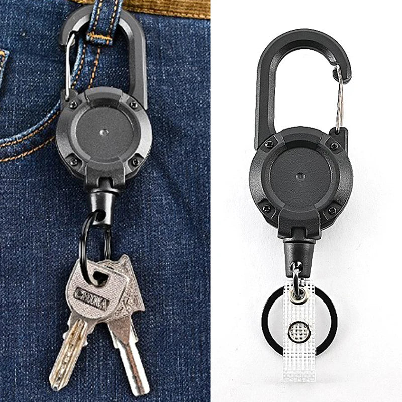 Anti-theft Metal Easy-to-pull Buckle Rope Elastic Keychain Retractable Key Ring Anti Lost Ski Pass ID Card Oasis Select