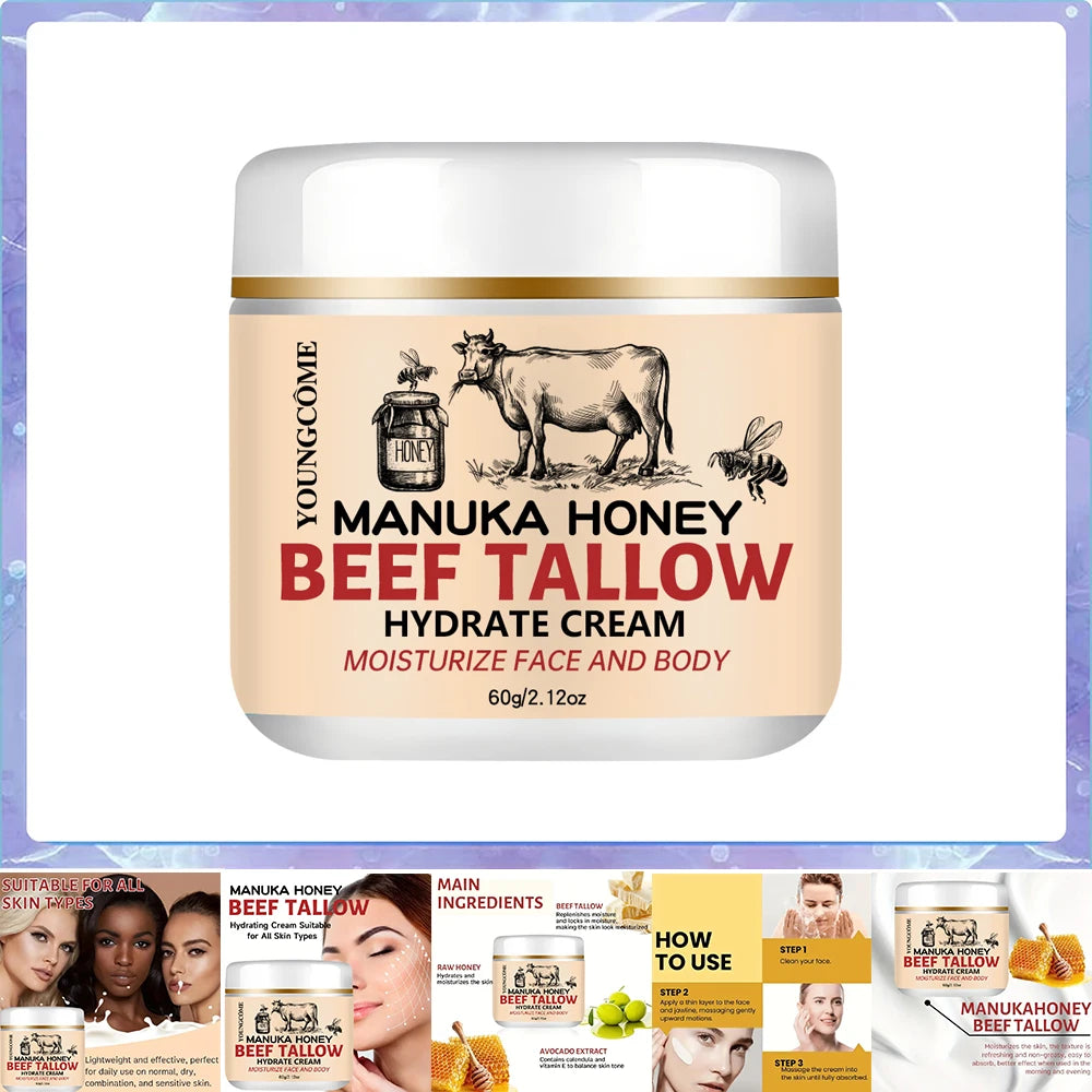 YOUNGCOME Beef Tallow Honey Balm – Face & Body Moisturizer Face & Body Balm Oasis Select 60g-1pcs