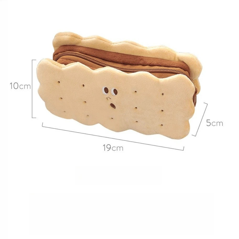 Kawaii Pencil Case High Capacity Plush Cookies Pen Bags Cute Cartoon Brown Pen Box Girls Office School Supplies Stationary Oasis Select