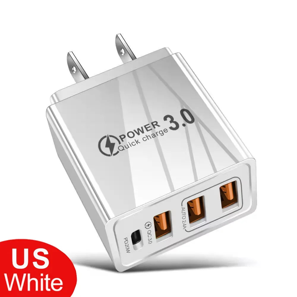 20W USB Charger QC 3.0 Type C PD Fast Charge For iPhone 12 13 Max Samsung S21 Huawei Xiaomi Mobile Phone EU/US Plug Wall Charger Oasis Select white US PLUG
