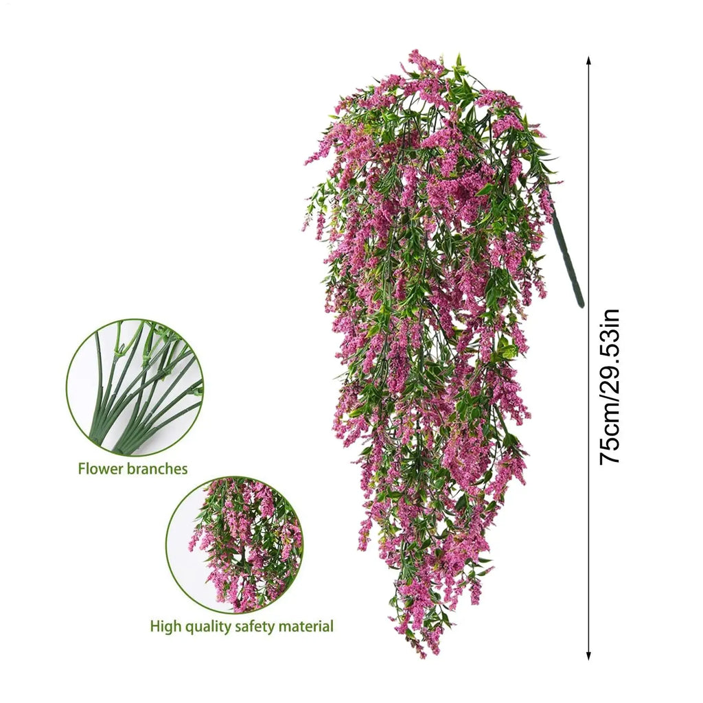 2Pcs Artificial Hanging Flowers Fake Vine Garland Plants for Outdoor Indoor Home Room Yard Wall Garden Fake Hanging Plant Decor Oasis Select