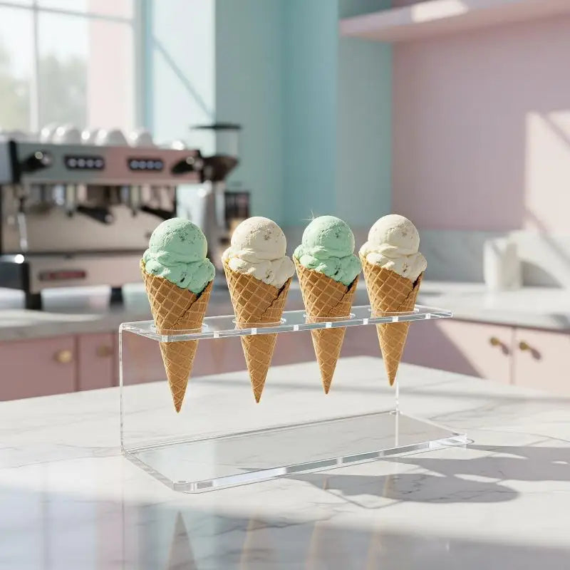 Transparent Acrylic Ice Cream Cone Holder Non-slip Base Dessert Rack 12 Slots for Bridal Shower Banquet Dessert Table Decor Oasis Select