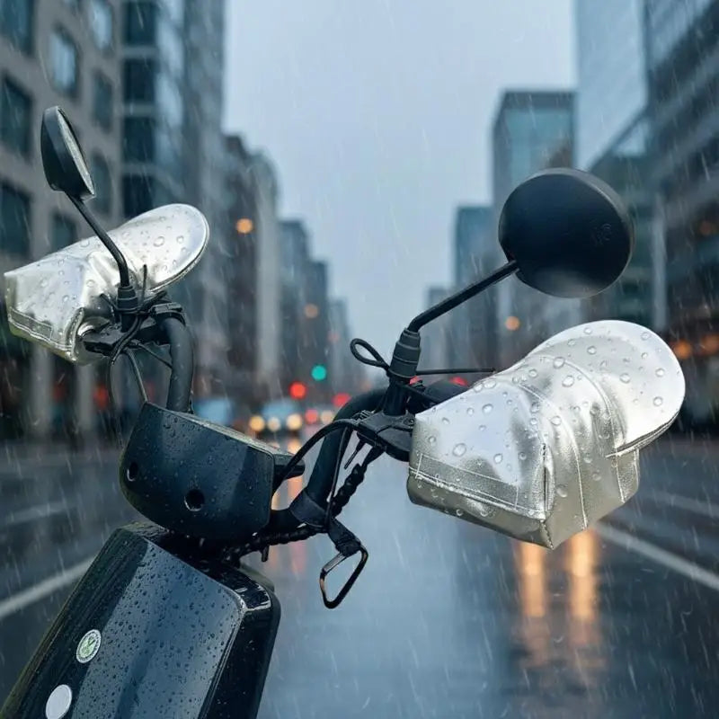 Silver Coated Leather Handlebar Gloves Sunproof Waterproof 3D Support For Scooter Bicycle Motorcycle Summer Riding Oasis Select