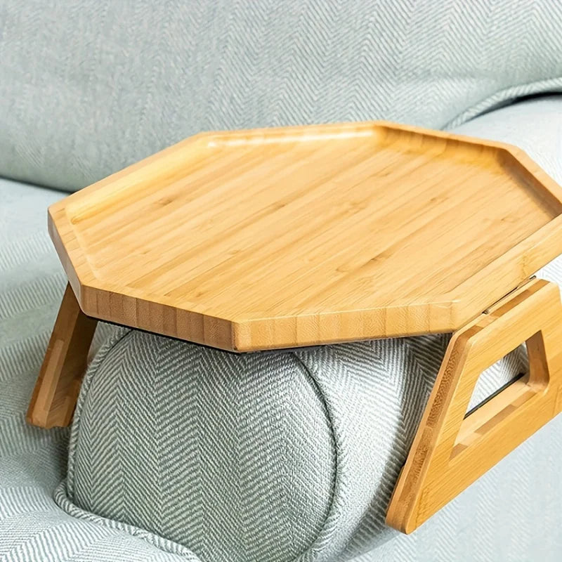 Sofa Tray Table Sofa Armrest Clip-On Tray Natural wooden Sofa Tray Practical TV Snack Tray for Remote Control Coffee Snacks Oasis Select