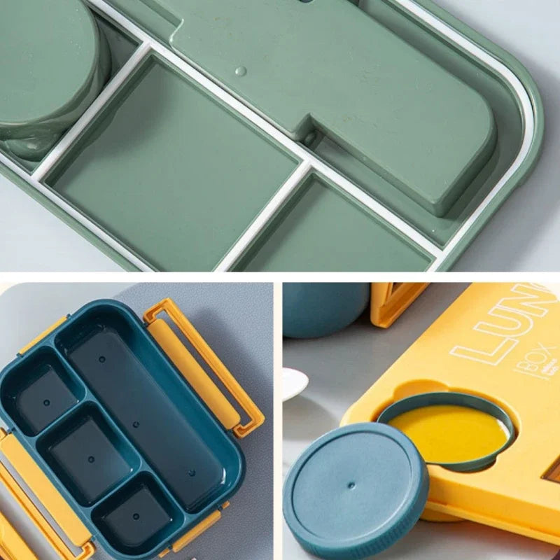 Student Lunch Box Double-layer Portable Compartment with Lids Leak-Proof Microwave Food Storage Carrying Handle Bento Boxes Oasis Select