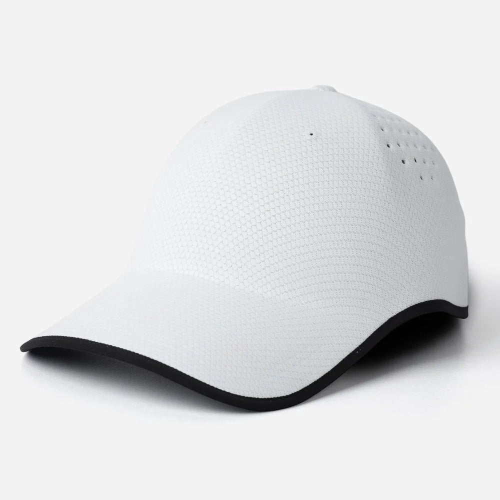 New Design Seamless Baseball Cap Quick Drying Lightweight Sports Hat Packable Breathable Visor Cap Oasis Select White