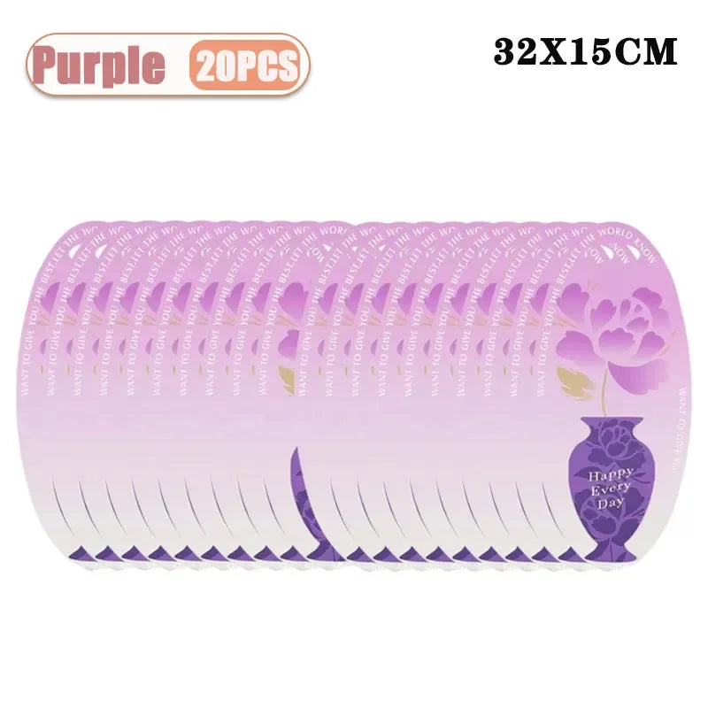 Simple Elegant Valentine Flower Bouquet Box Foldable Handheld Design Easy Carry Gift for Home Party Wedding Celebration Romance Oasis Select Purple-20PCS