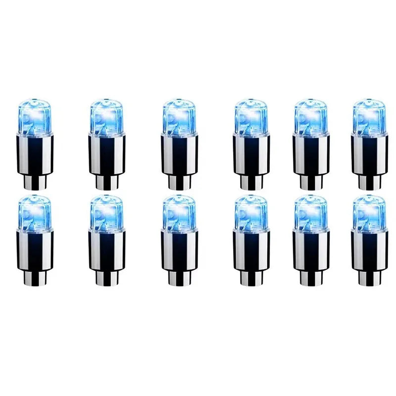 2/8/16Pcs Colorful Car Tire Valve Caps LED Car Motorcycle Cycling Wheel Lantern Spokes Hub Tyre Lamp Wheel Caps Oasis Select 12Pcs Blue